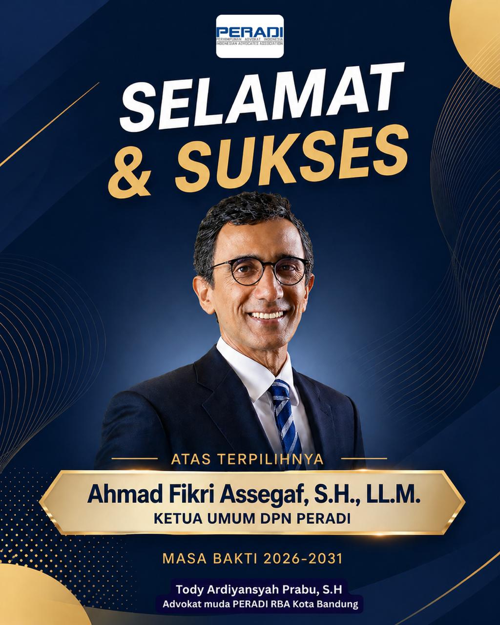 Fikri Assegaf Terpilih Pimpin PERADI RBA, Tantangan Nyata Menanti di Tengah Dinamika Hukum Nasional
