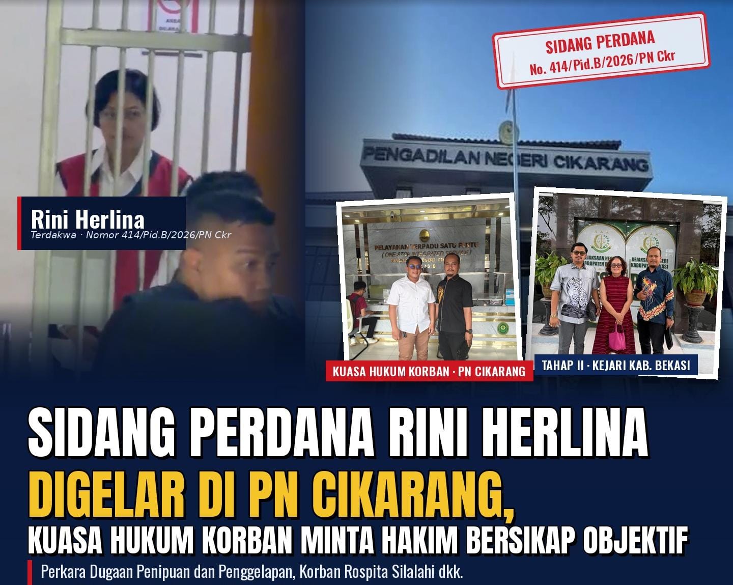 Sidang Perdana terdakwa Rini Herlina istri Pendeta digelar di PN Cikarang, Kuasa Hukum korban Angkat Bicara!