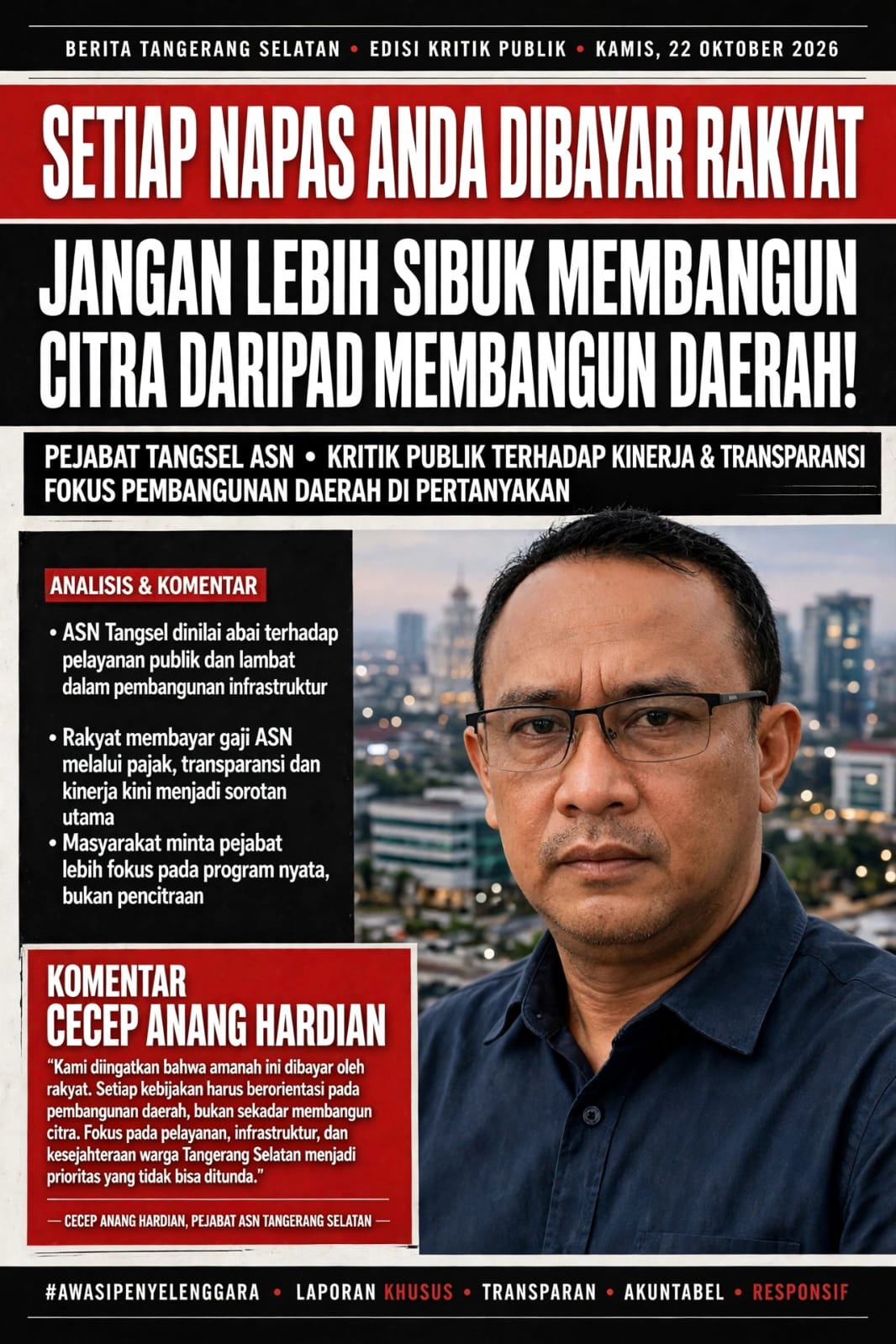 SETIAP NAPAS ANDA DIBAYAR RAKYAT, JANGAN LEBIH SIBUK MEMBANGUN CITRA DARIPADA MEMBANGUN DAERAH!